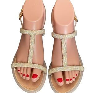 Stuart Weitzman Rubber Crystal
Embellishments T-Strap Sandals size 36(6)